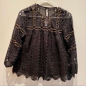 Maeve black knit Anthropologie shirt